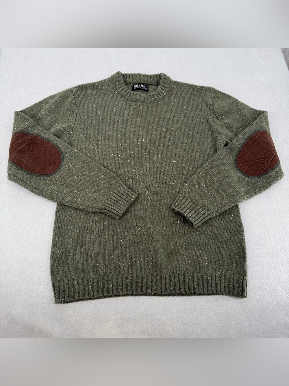 Line Of Trade Green Wool Blend Crewneck Sweater Med Mens